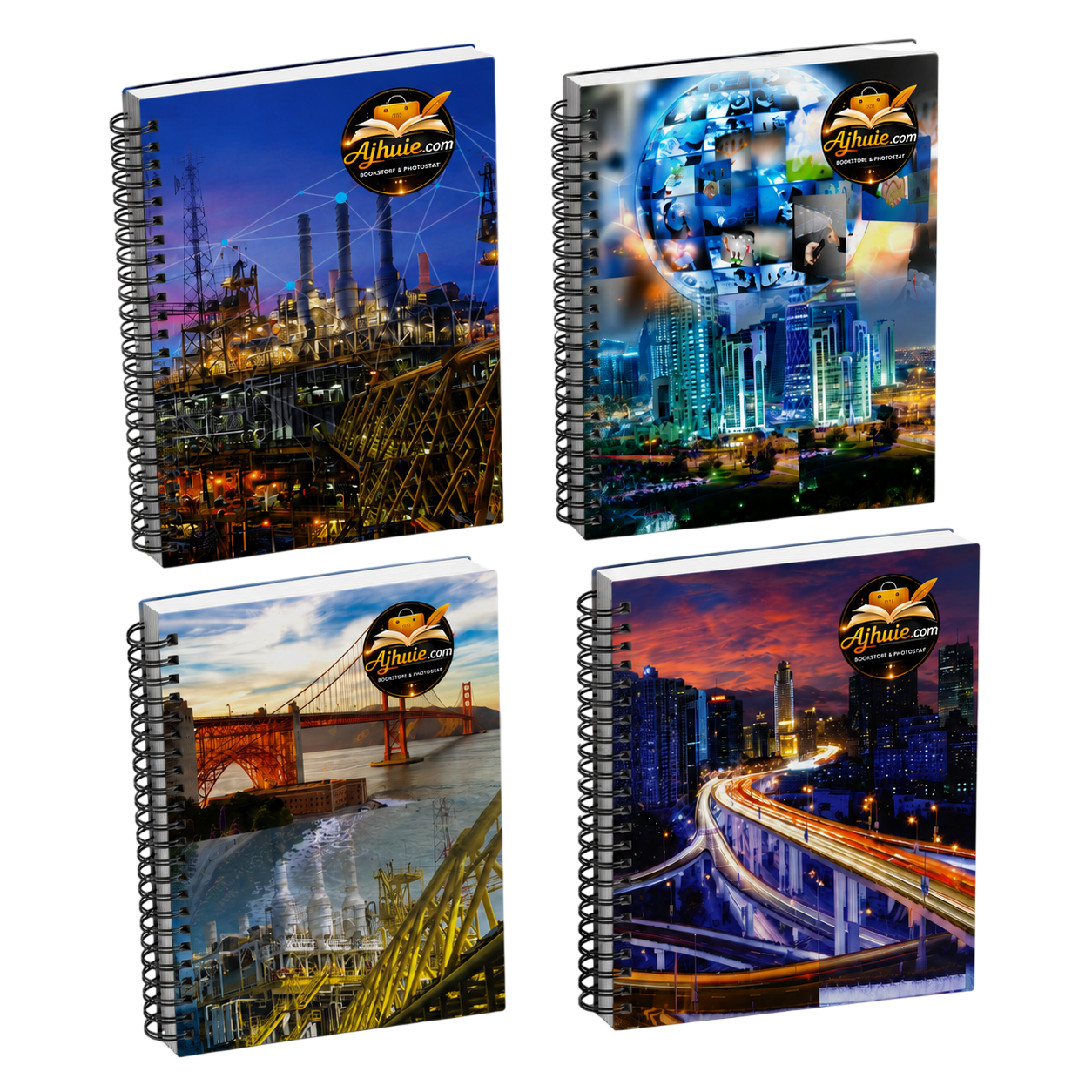 A4 Spiral Notebook 380 pages Plain/Unruled  (Set of 4) II A4 Size, 75 GSM, Best for Students Use premium Quality
