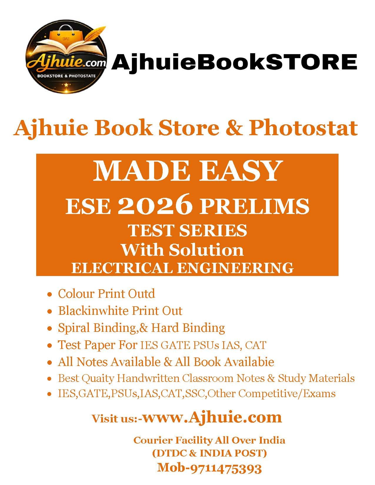 IES PRELIMS TEST SERIES 2026 ELECTRICAL ENGINEERING Tech And Non-tech Subjectwise Full syllabus With Solution MADE EASY