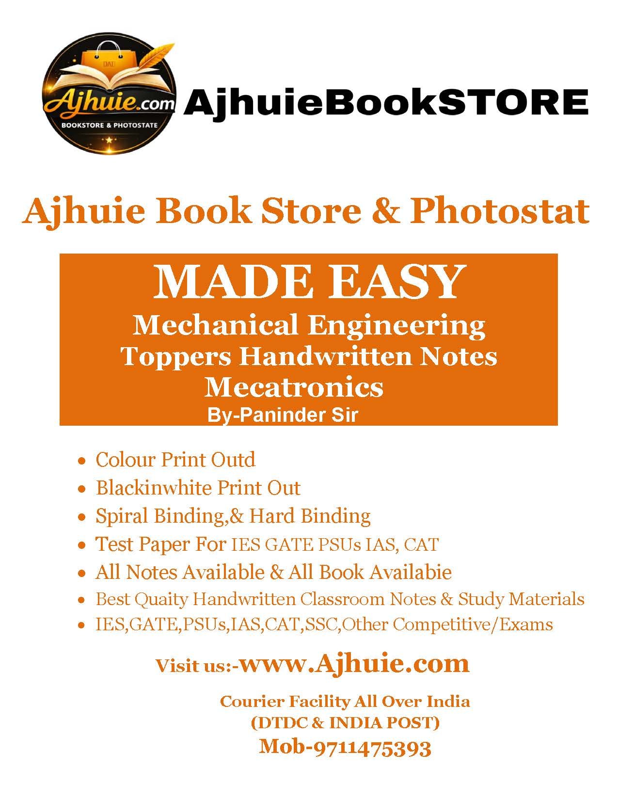 Mecatronics ( BY- Paninder Sir Mechanical Engineering Handwritten Notes  Made Easy