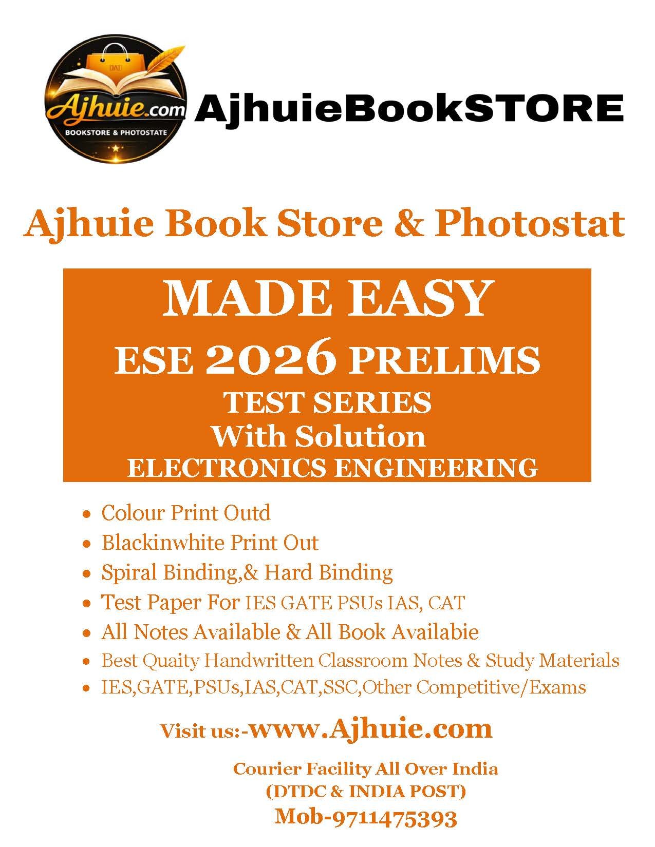 IES PRELIMS TEST SERIES 2026 : ELECTRONICS ENGINEERING Tech + Non-tech Subjectwise & Full syllabus With Solution ) MADE EASY