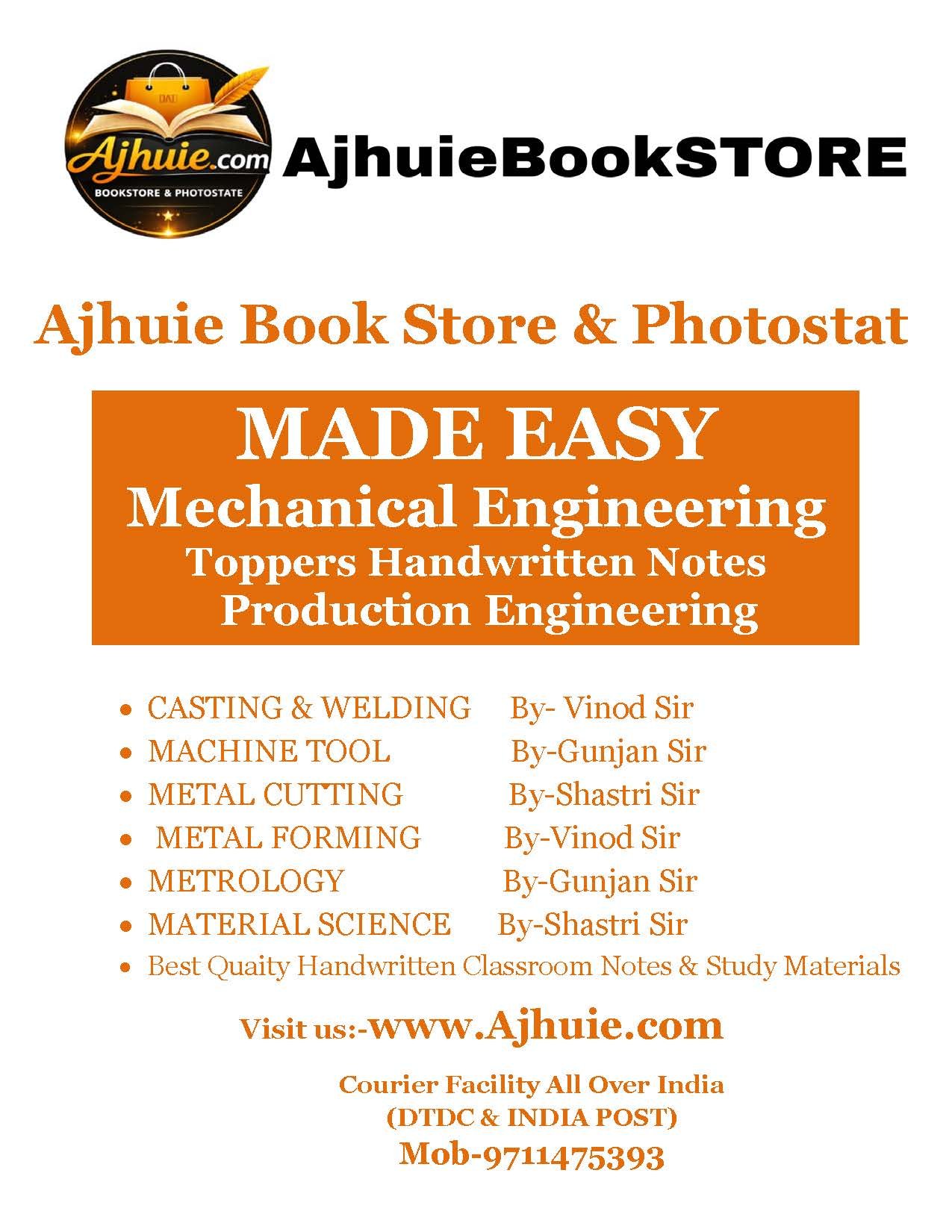Production Engineering Mechanical Engineering Handwritten Notes